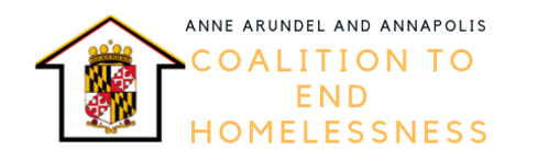 Logo with a house outline featuring the Maryland state flag; text reads "Anne Arundel and Annapolis Coalition to End Homelessness.